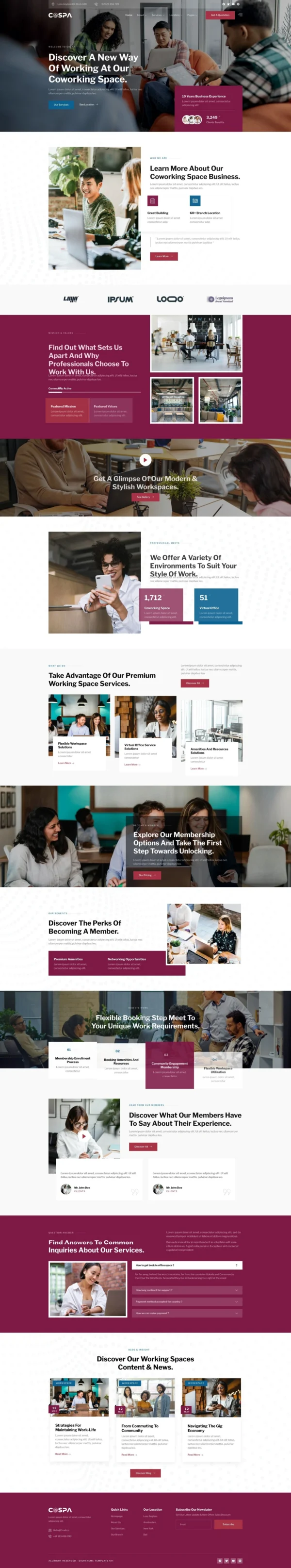 Cospa - Coworking Space & Virtual Office Website Design Package
