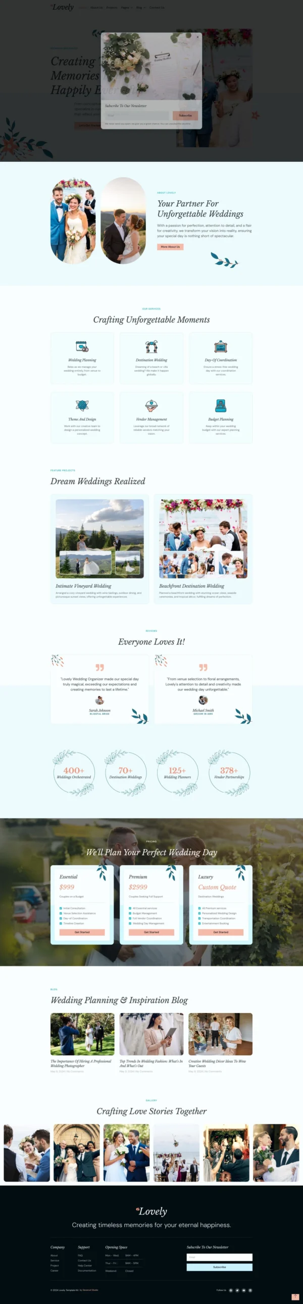 Lovely - Wedding Organizer Website Design Package