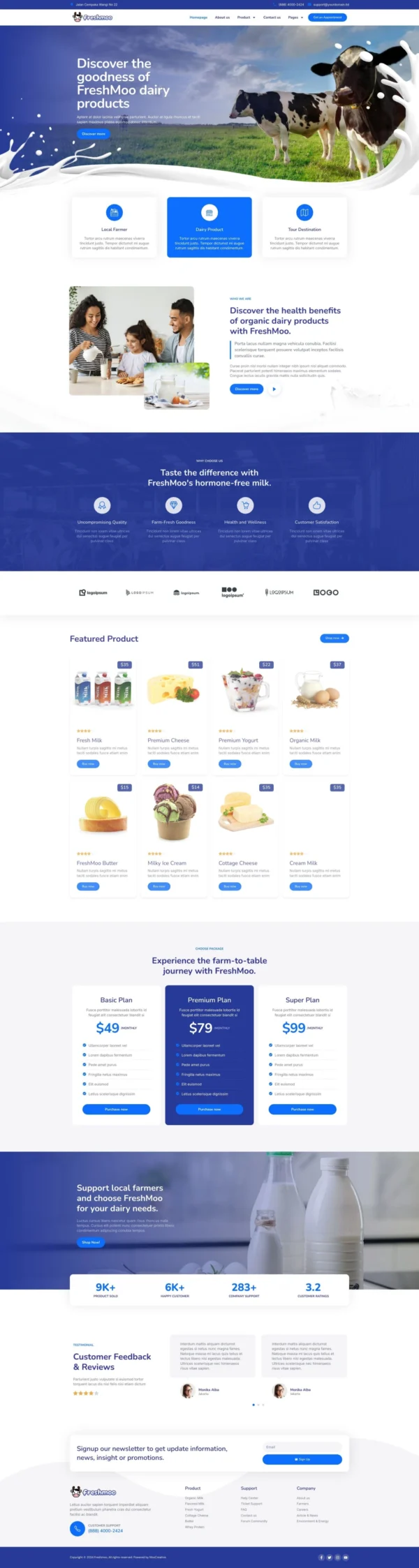 FreshMoo - Dairy Farm Website Design Package