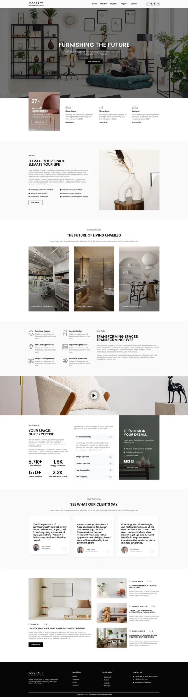 Decraft - Furniture & Interior Design Website Design Package