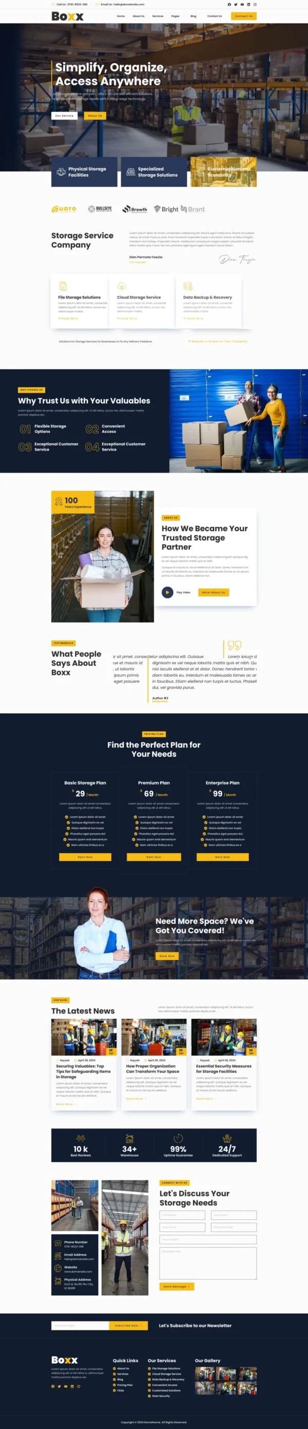 Boxx - Storage Services Company Website Design Package