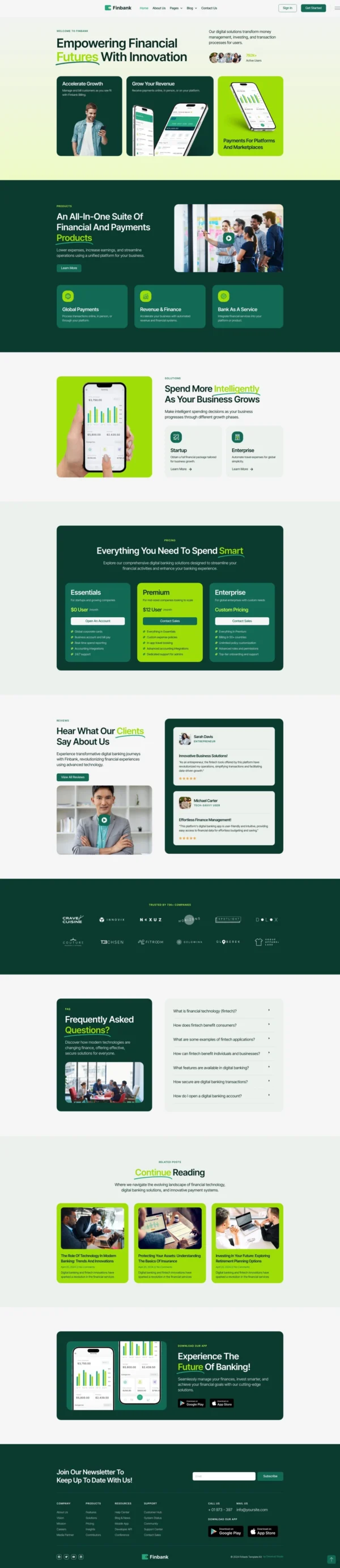 Finbank - Digital Banking & Fintech Website Design Package