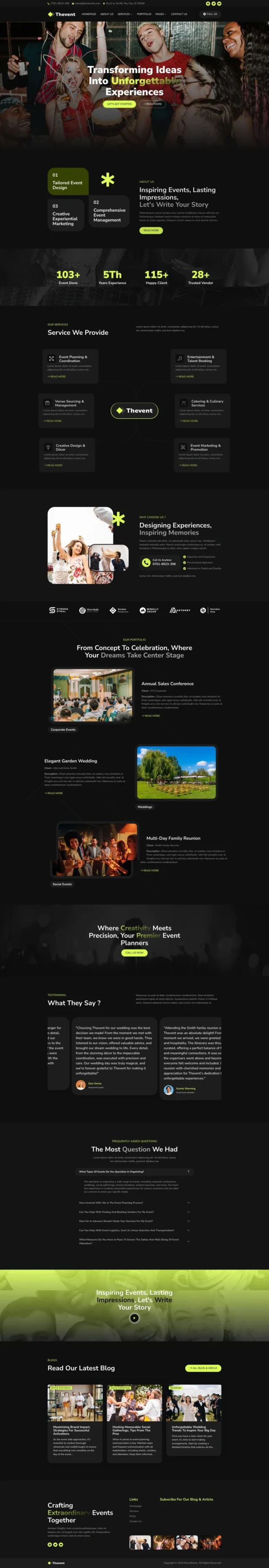 Thevent - Event Agency Website Design Package