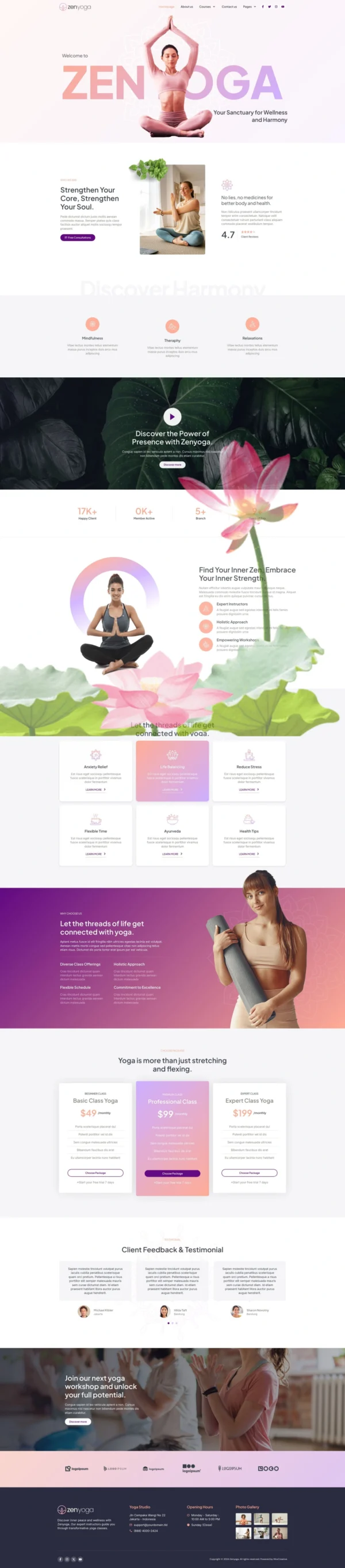 ZenYoga - Yoga & Meditation Website Design Package