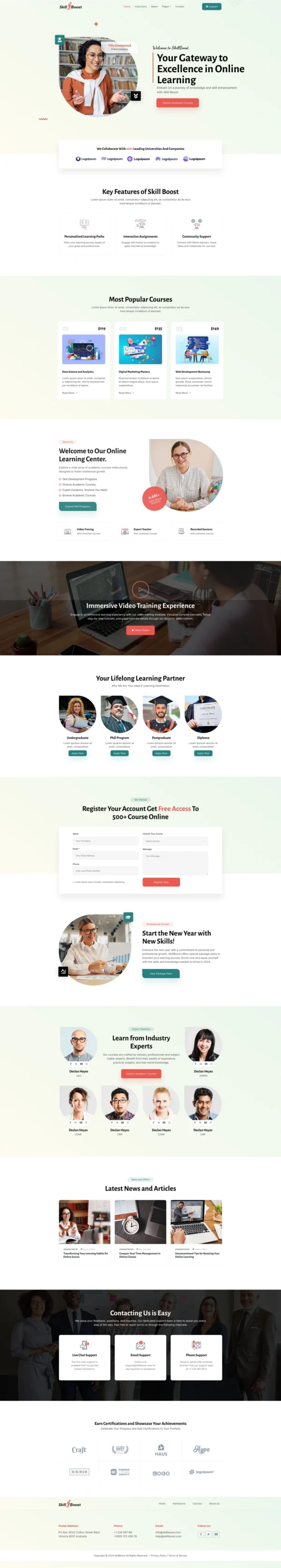 Skill Boost - Online Education Website Design Package