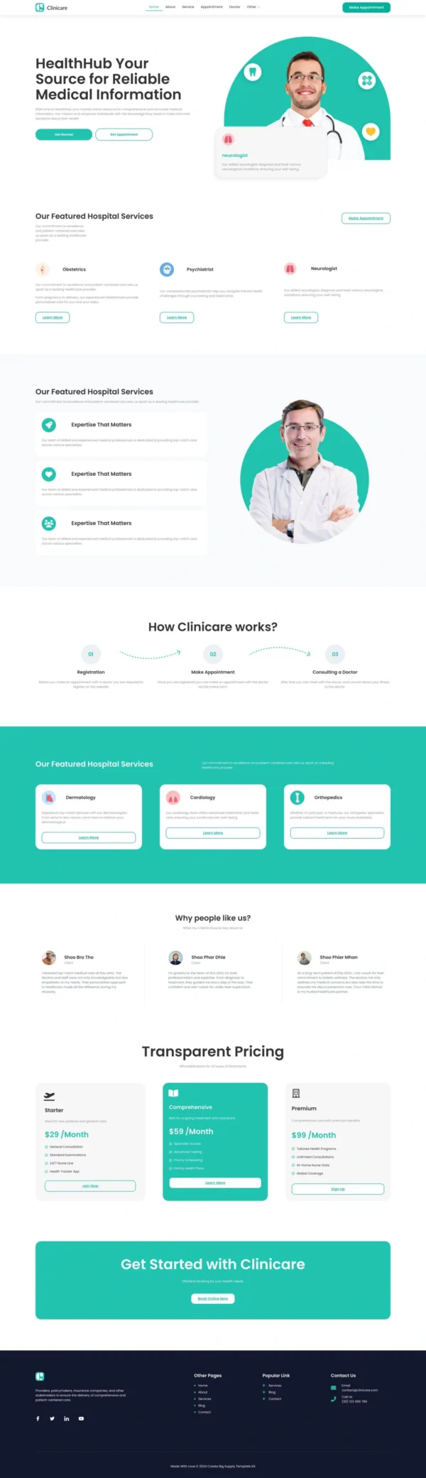 Clinicare - Website Design Package Health & Medical Websites