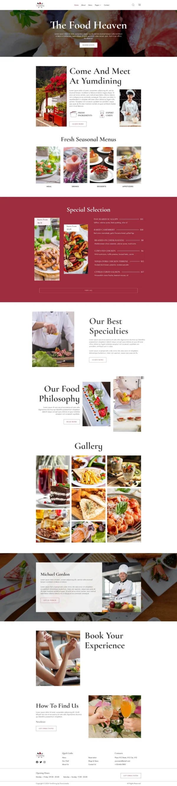 Yumdining - Restaurant & Café Website Design Package