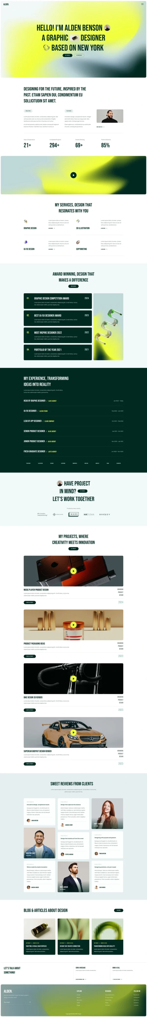 Alden - Personal Creative Portfolio Website Design Package