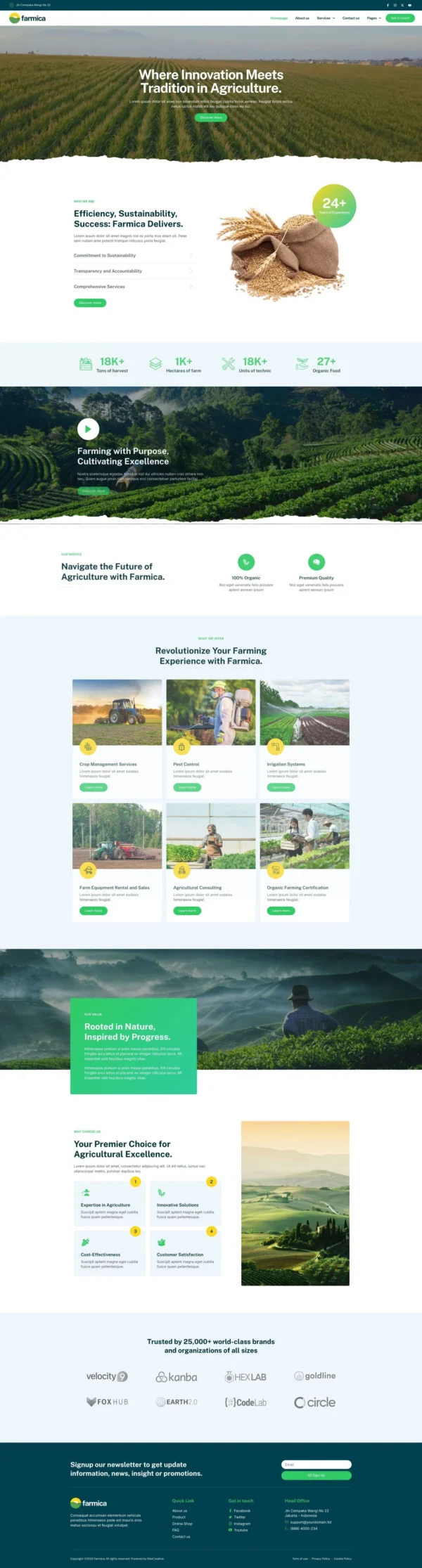 Farmica - Agriculture & Organic Farming Website Design Package