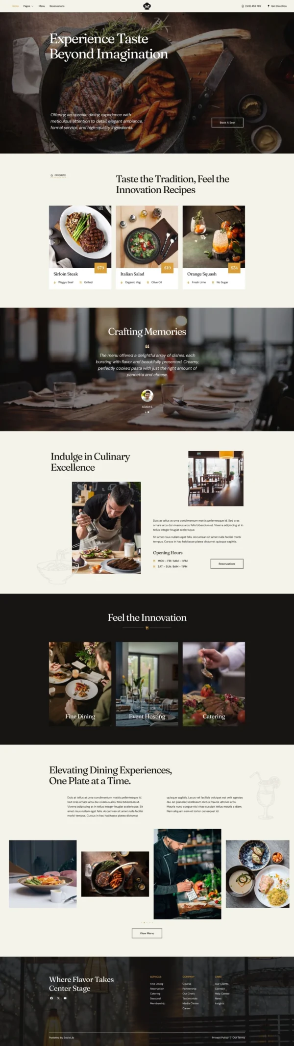 Bistro - Restaurant & Catering Services Website Design Package