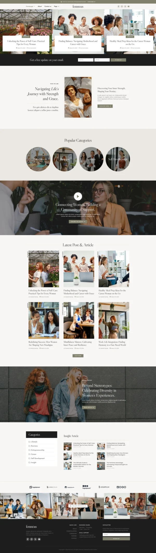 Femmous - Modern Feminine Blog Website Design Package