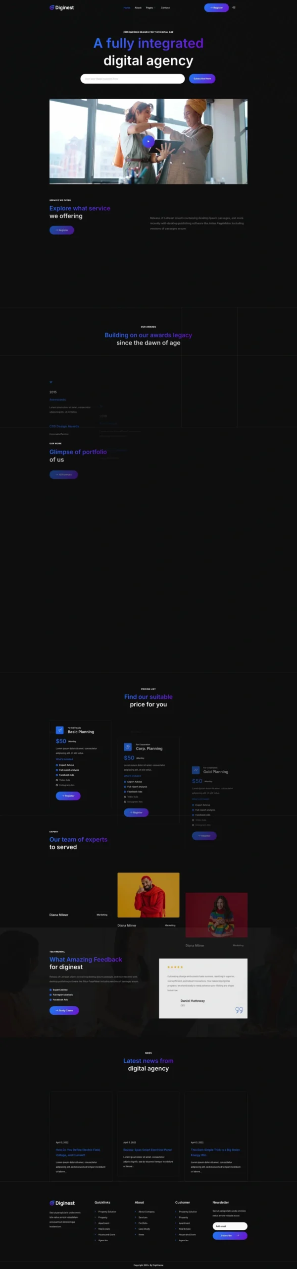 Diginest - Digital Agency Services Website Design Package
