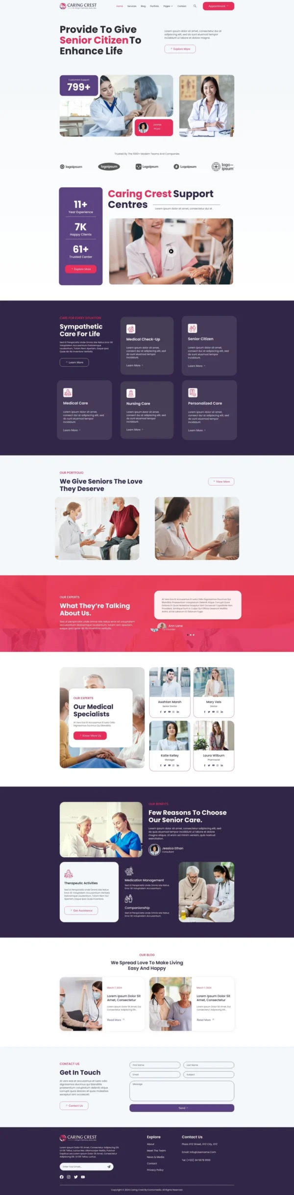 Caring Crest - Senior Care Services Website Design Package