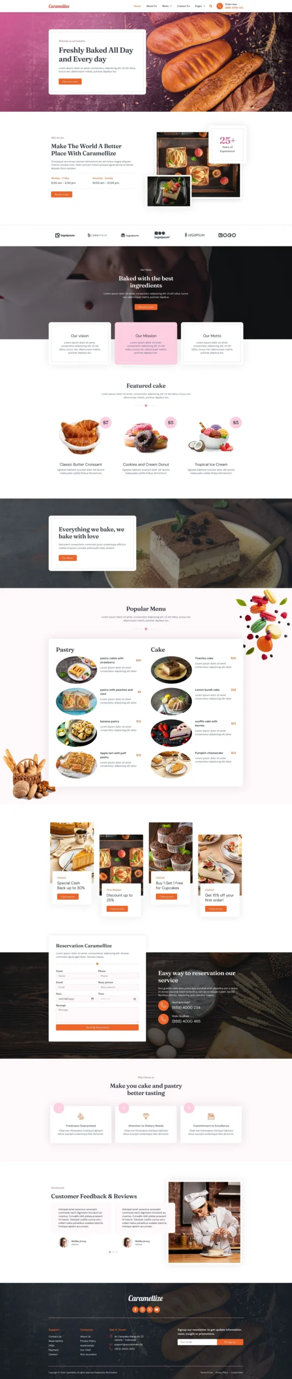 Caramellize - Bakery & Pastry Website Design Package