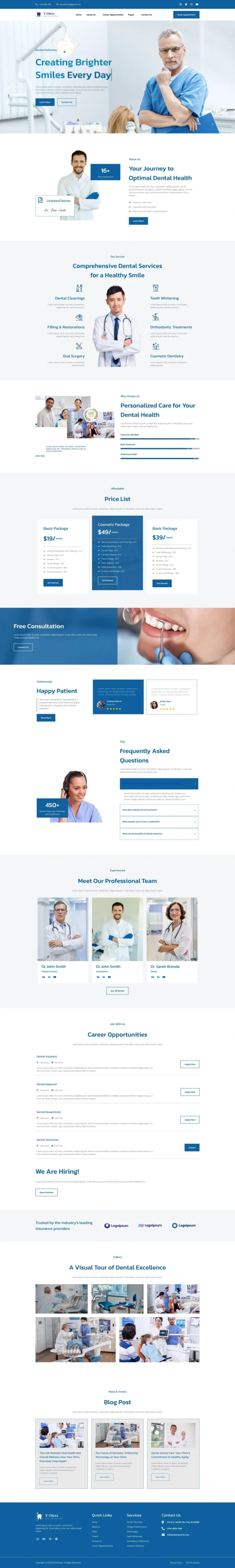 Y-Oral - Dentist & Dental Clinic Website Design Package