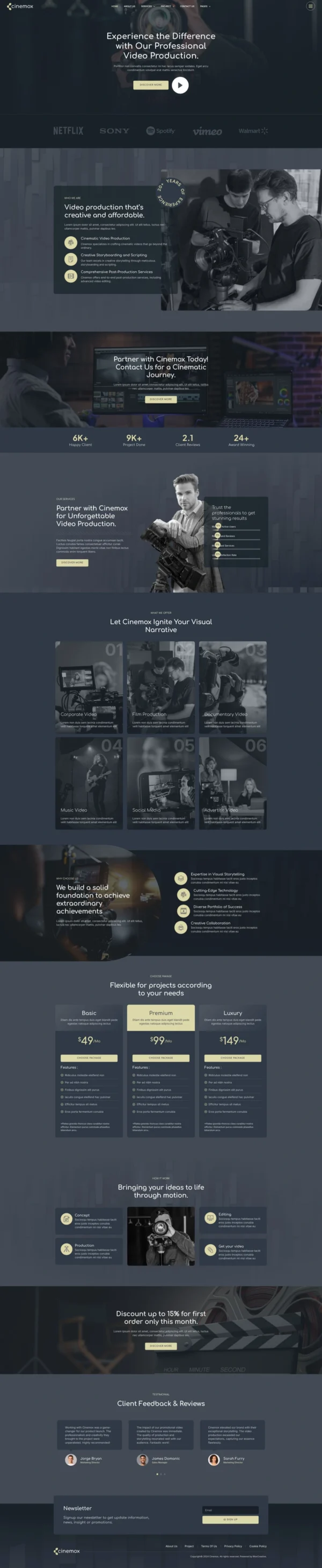 Cinemox - Video Production Company Website Design Package