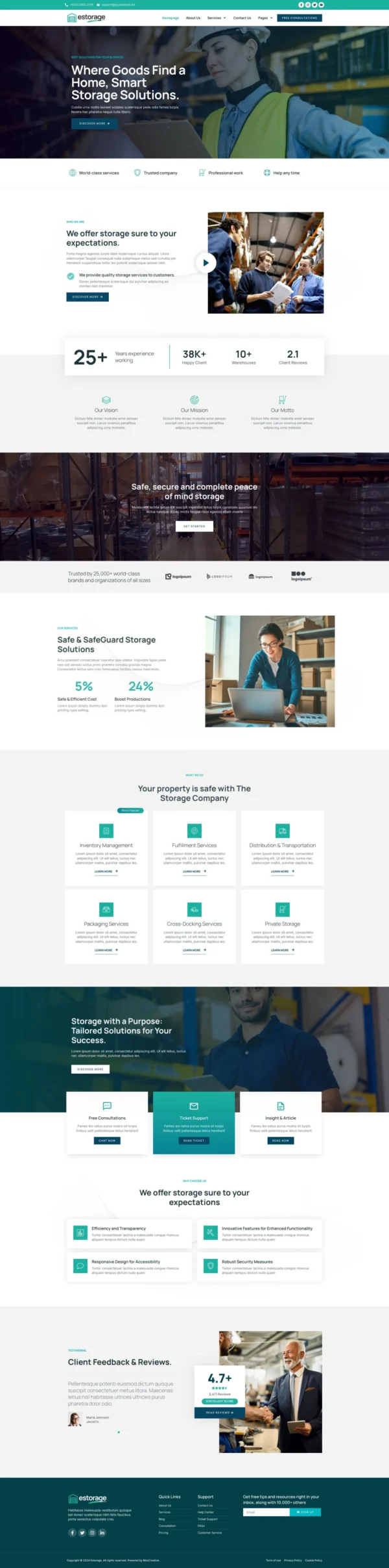 Estorage - Storage Service Company Website Design Package