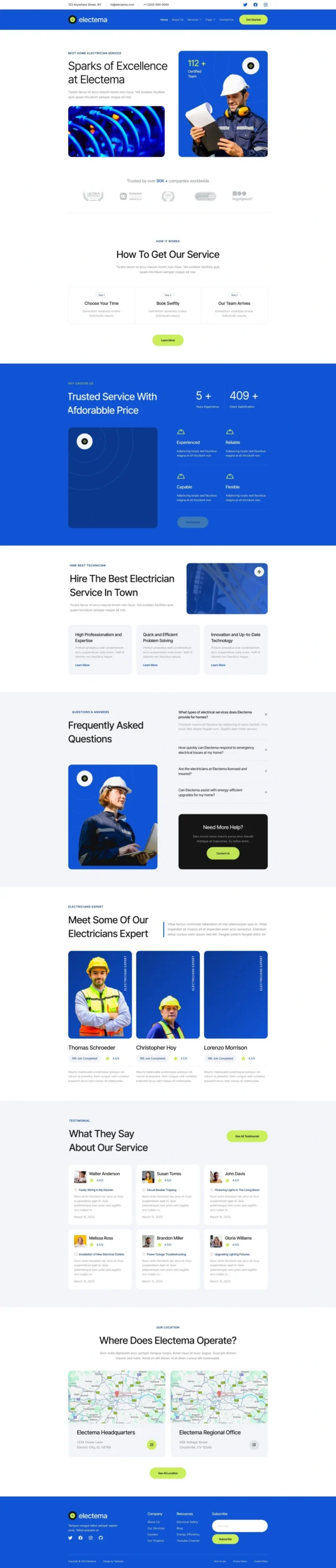 Electema - Electrician Service Website Design Package