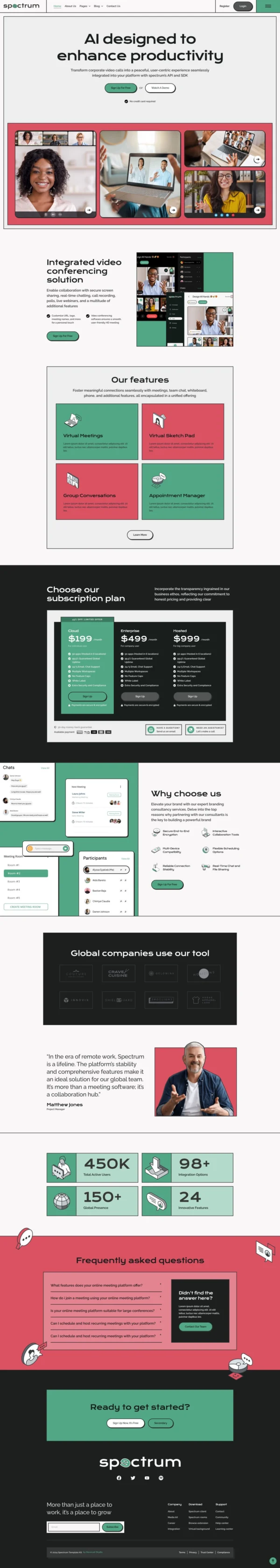 Spectrum - Online Meeting Saas Website Design Package