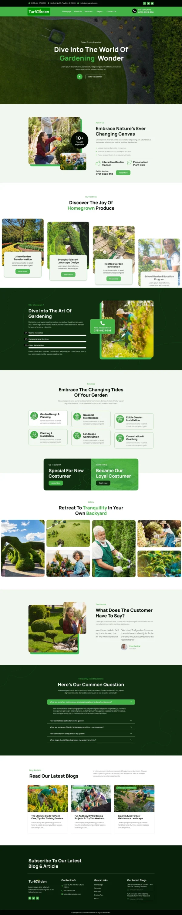 Turfgarden - Landscape & Gardening Website Design Package