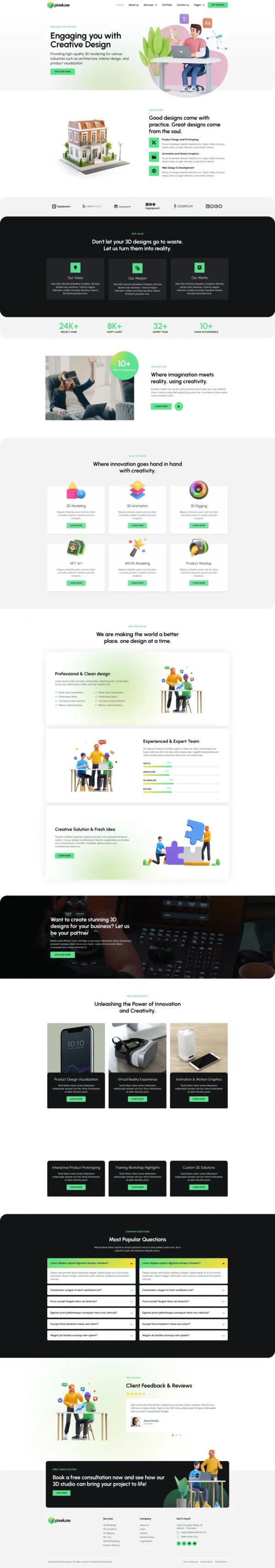Pixeluxe - 3D Design Studio Website Design Package