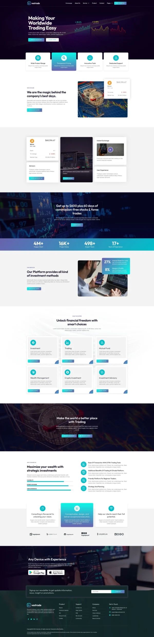 Vestrade - Trading & Investment Website Design Package