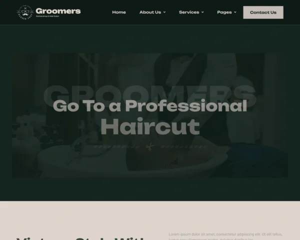 Groomers - Barbershop & Hair Salon Website Design Package