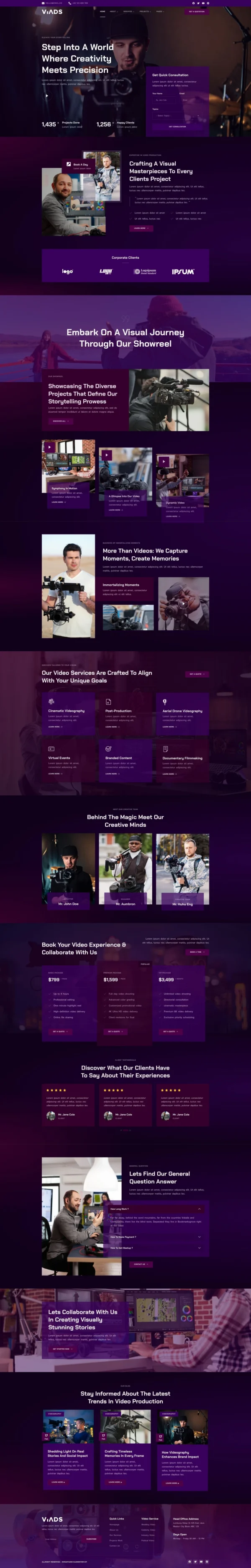 Viads - Videographer Agency Website Design Package