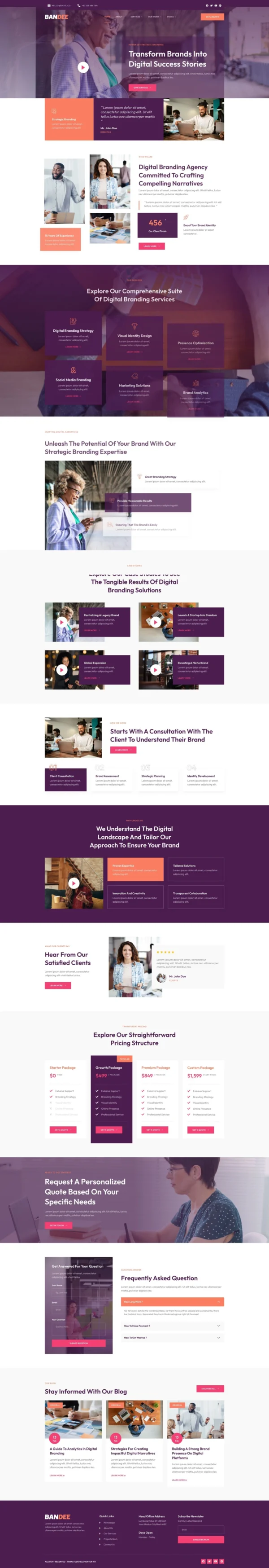 Bandee - Digital Branding Agency Website Design Package