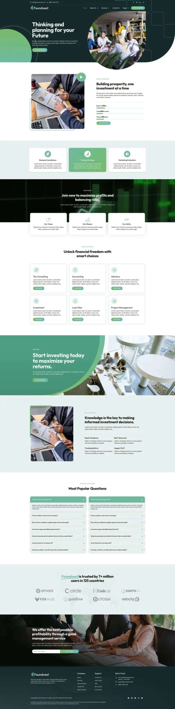 FoundVest - Finance & Investment Website Design Package