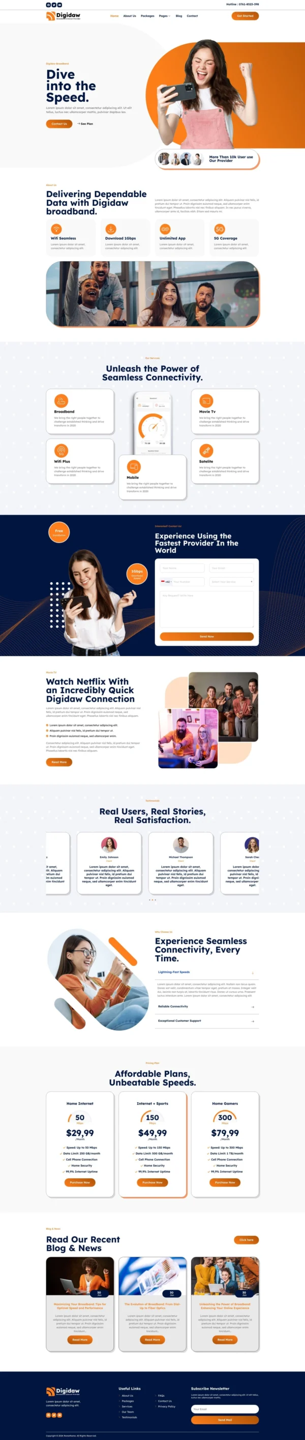 Digidaw - Broadband Internet Services Provider Website Design Package