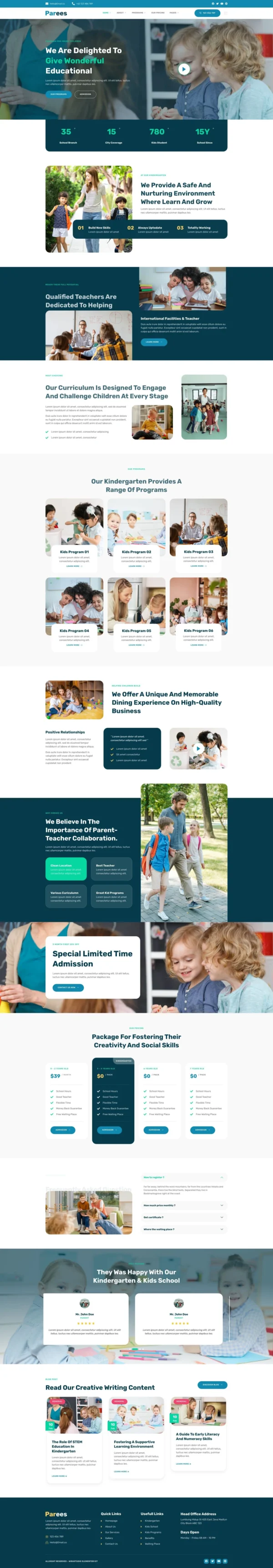 Parees - Kindergarten & Kids School Website Design Package