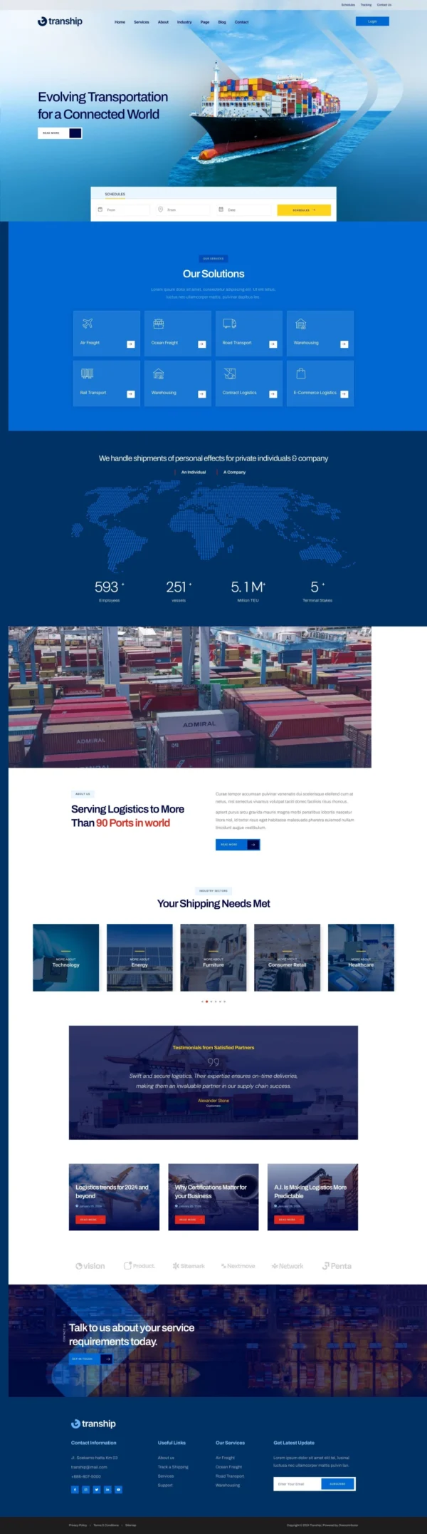 Tranship - Logistics & Transportation Services Website Design Package