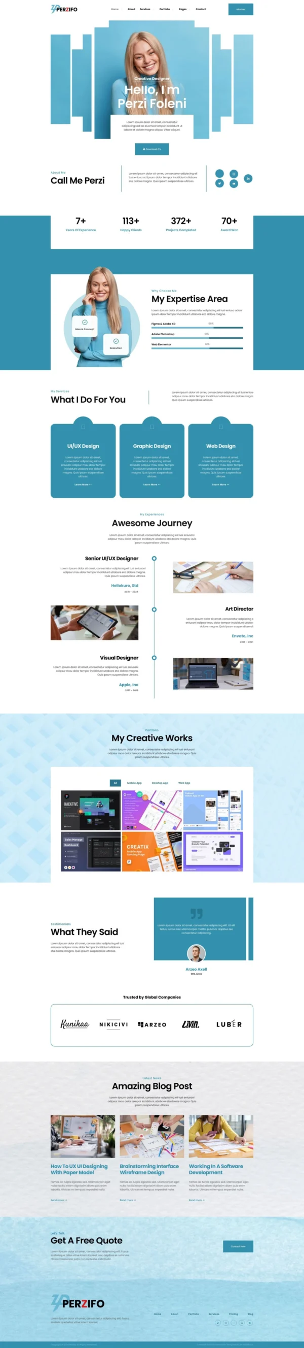Perzifo - Creative Designer Portfolio Website Design Package