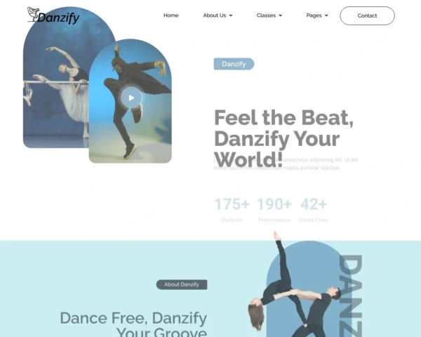 Danzify - Dance Course Website Design Package