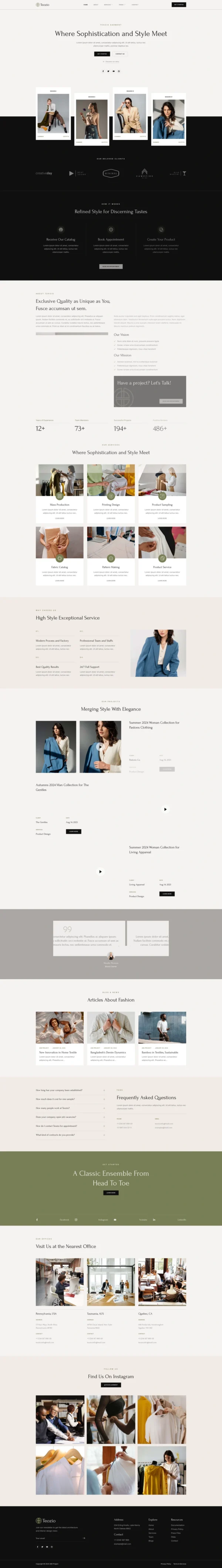 Teozio - Garment & Textile Industry Website Design Package