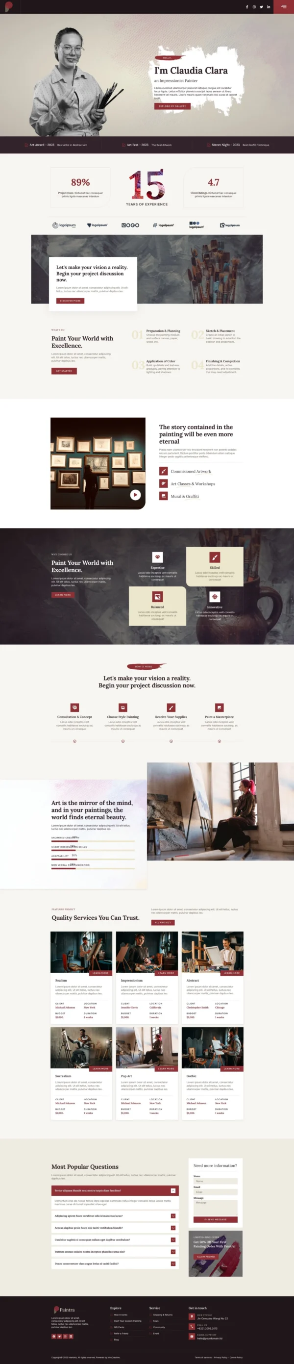 Paintra - Creative Artist & Painter Website Design Package
