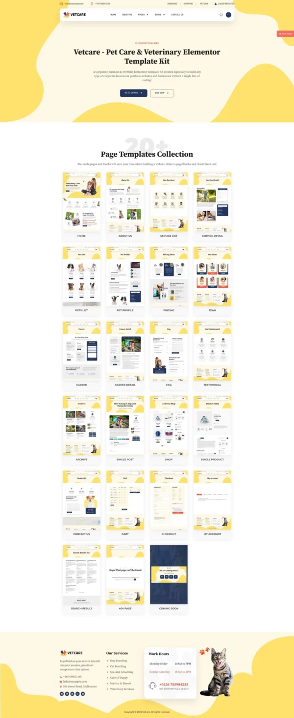 Vetcare - Pet Care & Veterinary Website Design Package