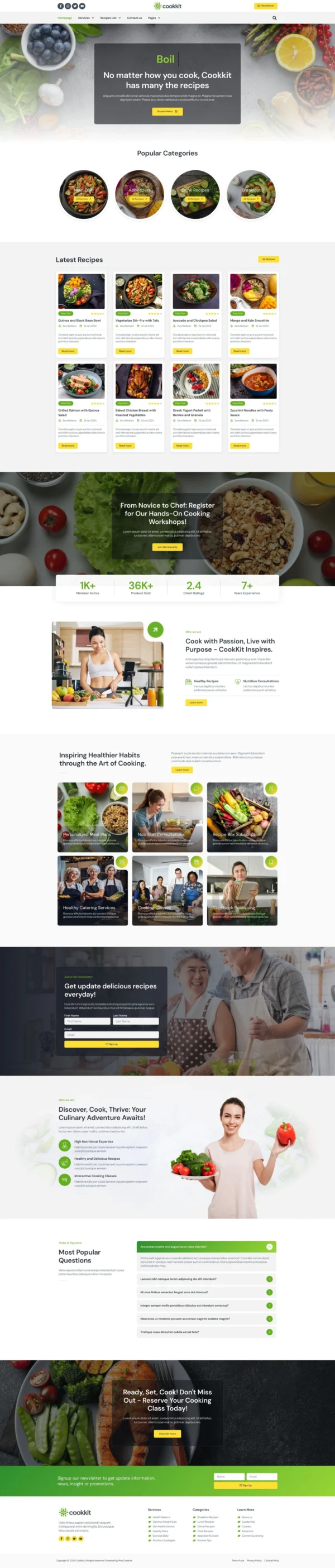 Cookkit - Food Recipe & Nutrition Service Website Design Package