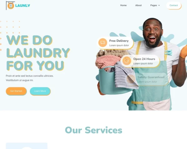 Launly - Laundry Service Website Design Package