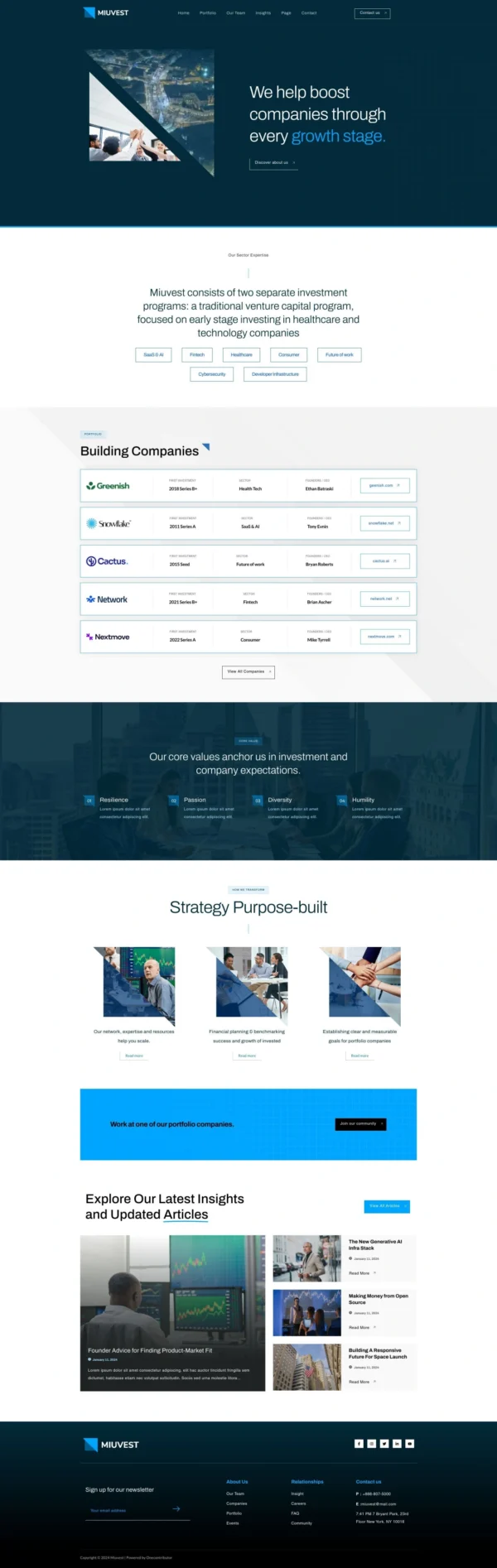 Miuvest - Venture Capital & Investment Website Design Package