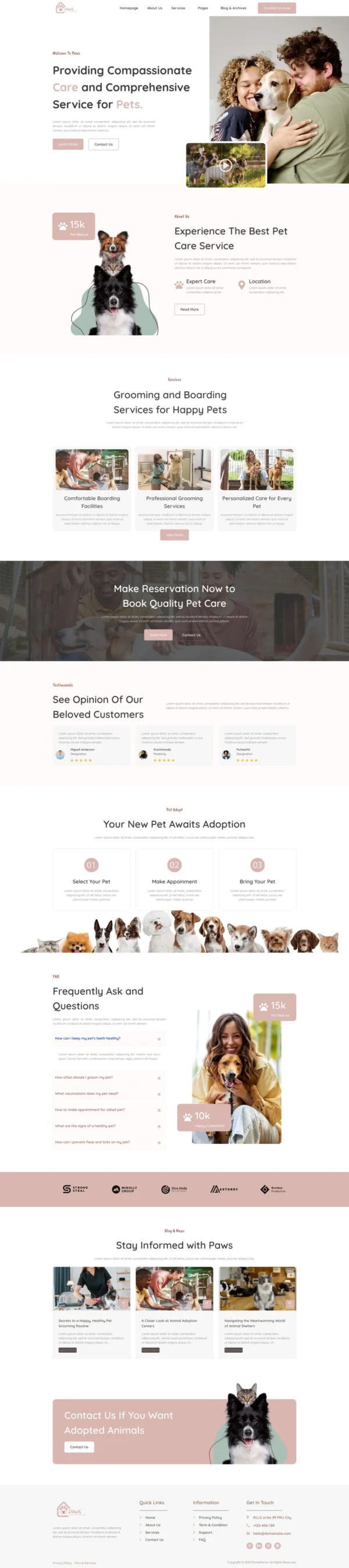 Paws - Pet Care and Animal Shelter Website Design Package