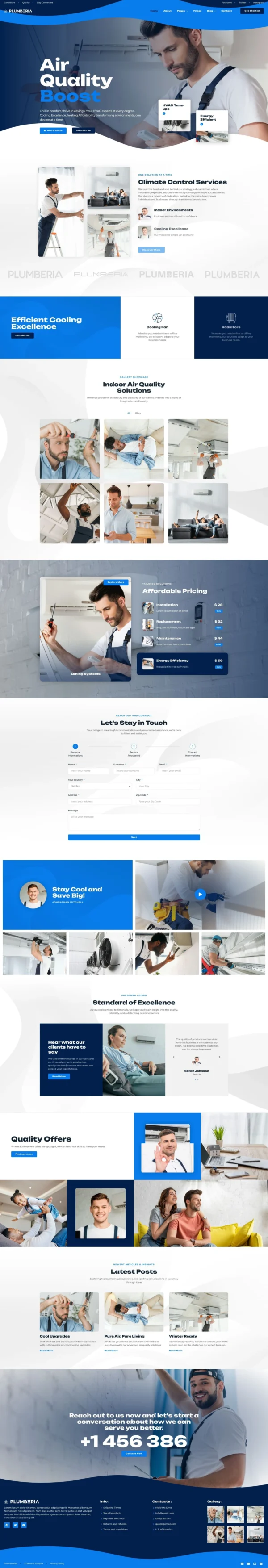 Plumberia - Air Conditioning & HVAC Repair Service Website Design Package