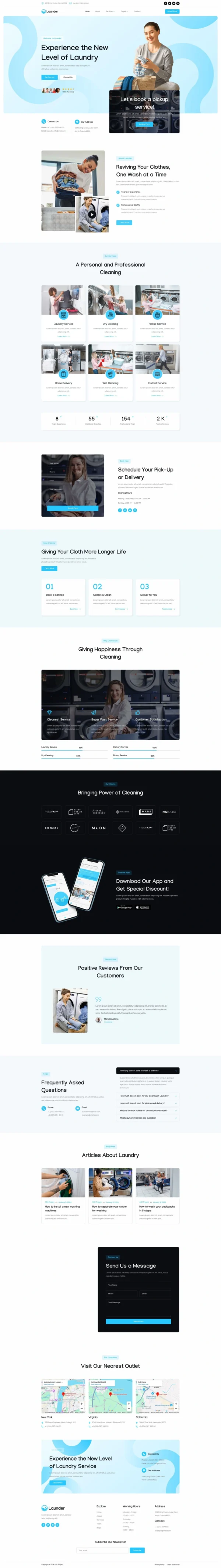 Launder - Laundry Service & Dry Cleaning Website Design Package