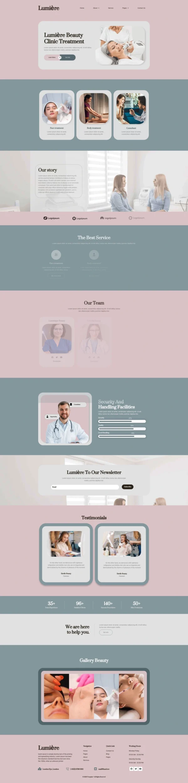 Lumiere - Beauty Clinic Treatment Website Design Package