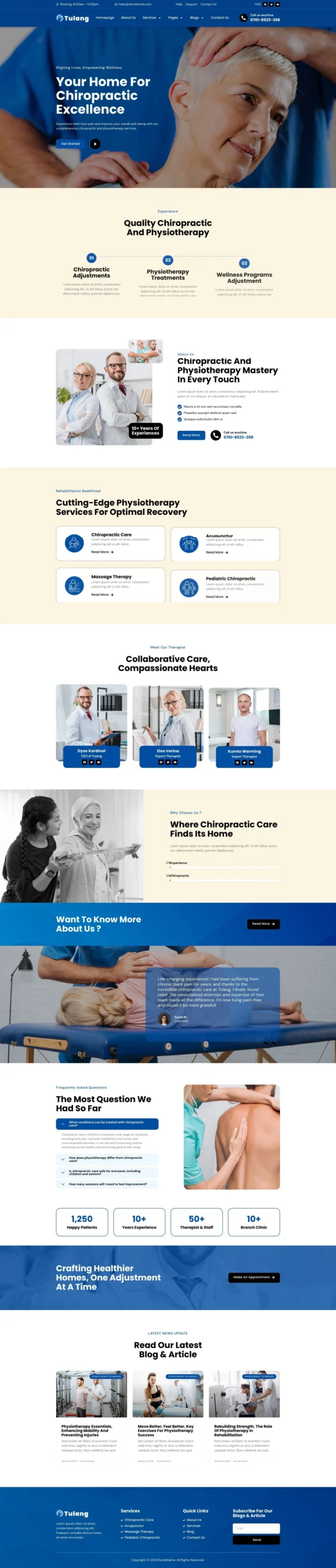 Tulang - Chiropractic & Physiotherapy Website Design Package