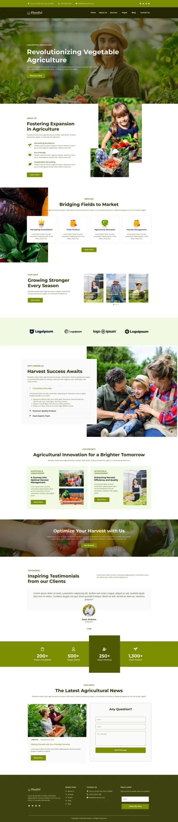 Plentiful - Agriculture Farming Website Design Package