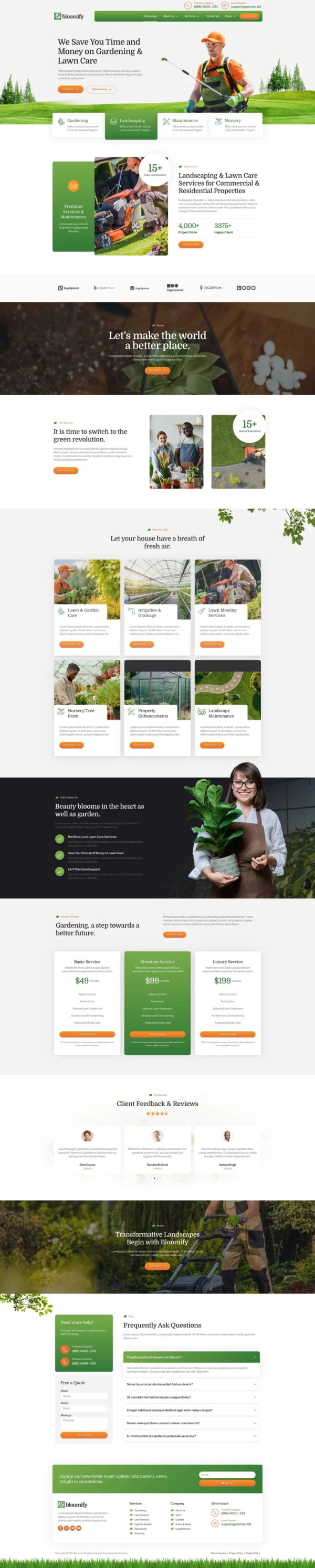 Bloomify - Gardening & Landscape Service Website Design Package