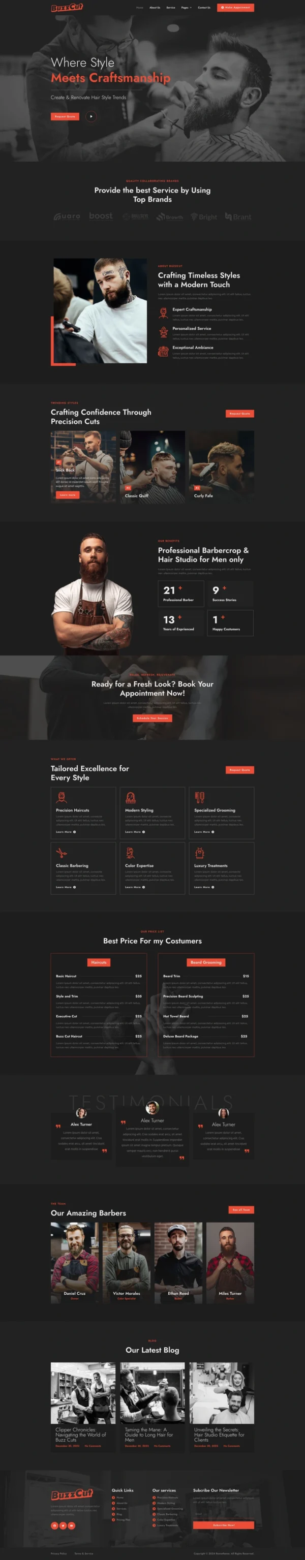 Buzzcut - Barbershop & Hair Studio Website Design Package