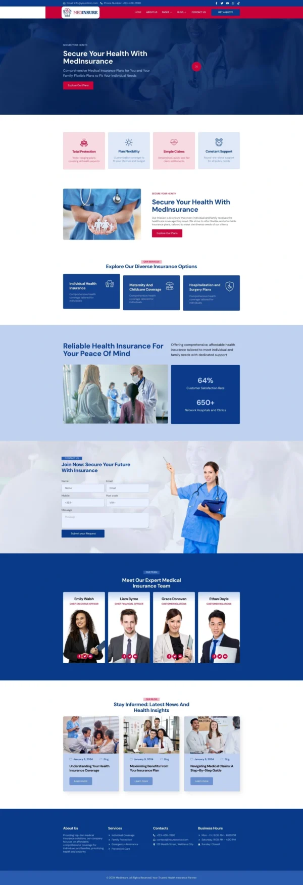 MedInsure - Health Insurance Company Website Design Package